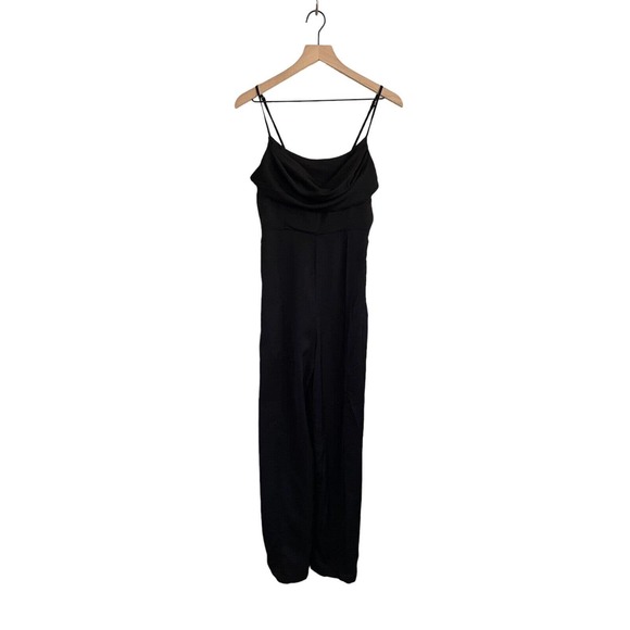 Cider Women’s Solid Black Cowl Neck Stitch Jumpsuit Medium NWT - Picture 1 of 7